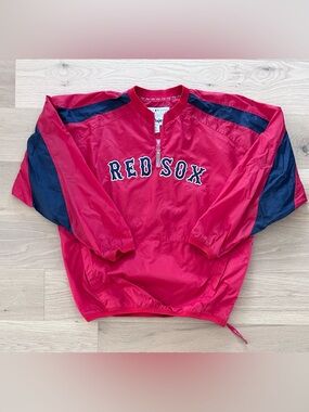 Youth Majestic MLB Boston Redsox 1/4 Zip Pullover Windbreaker Jacket - Size XL